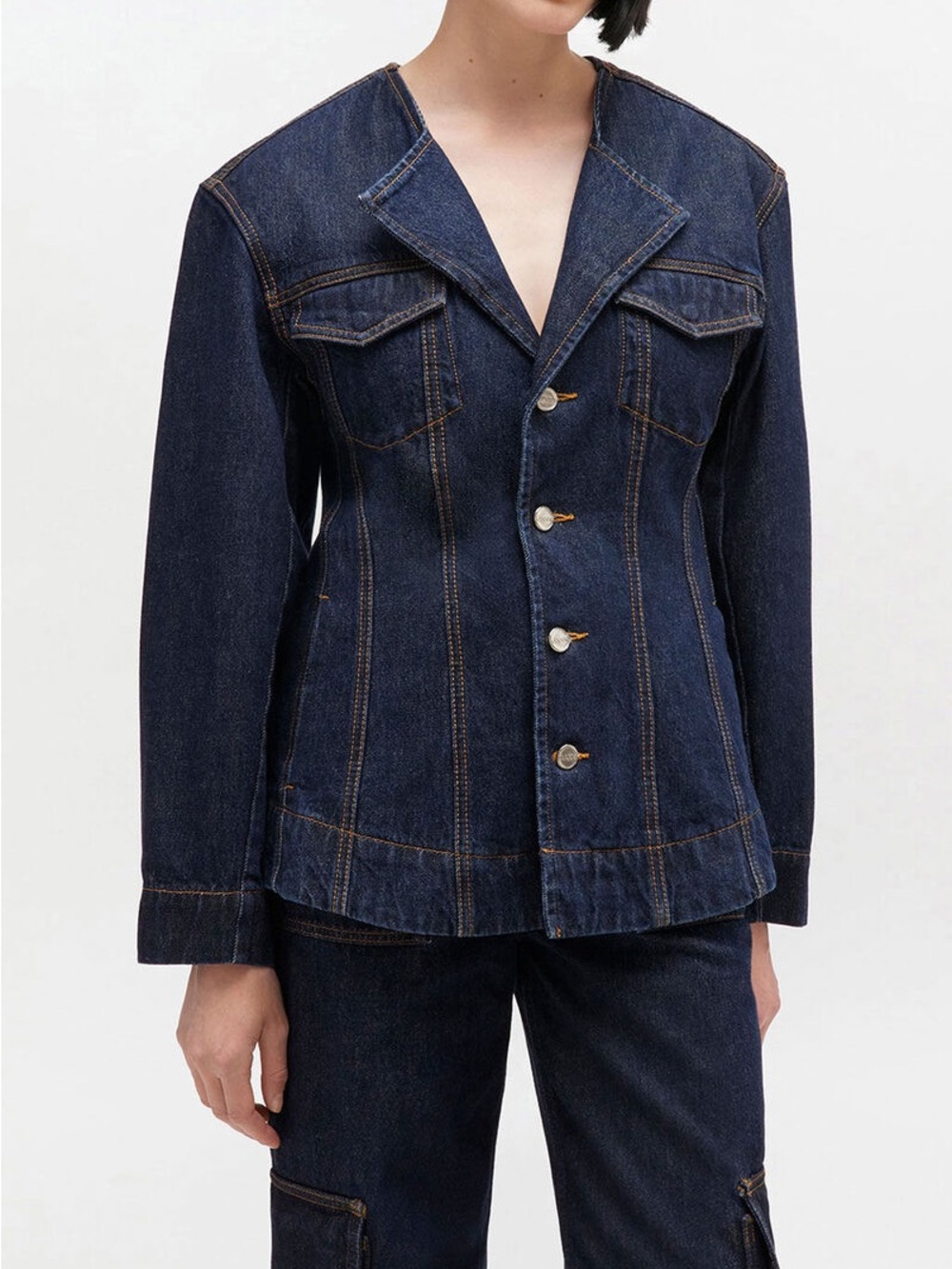 Ganni Denim Blazer in Dark Rinse